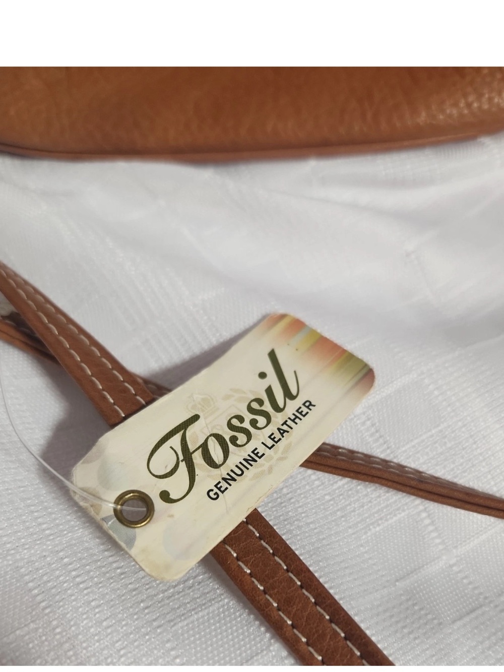 Fossil Brown Leather Crossbody with Colorful Floral Embroidery - Picture 3 of 9